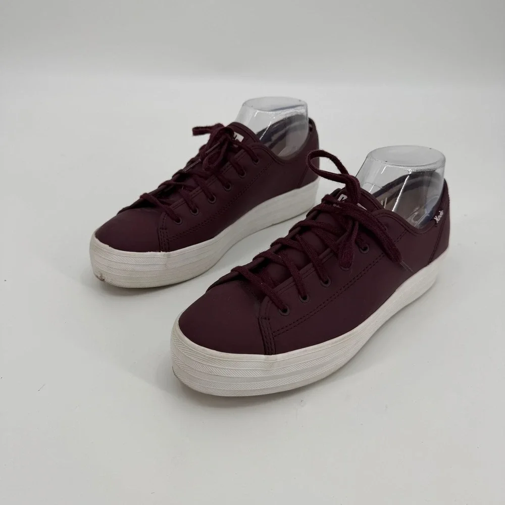 Keds Triple Kick Burgundy Leather Platform Sneakers Womens 9